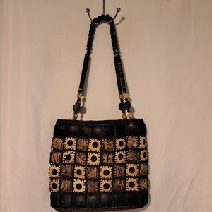 Brown Coconut Shell Handbag Boho Summer  Weekend Tote Purse Bag